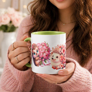 Süße romantische Igel-Espressotasse – Florale Tass Tasse