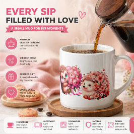 Süße romantische Igel-Espressotasse – Florales Paa Espressotasse
