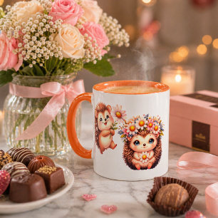 Süße romantische Igel-Espressotasse – Florales Paa Tasse