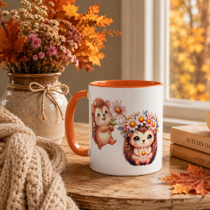 Süße romantische Igel-Espressotasse – Florales Paa Tasse
