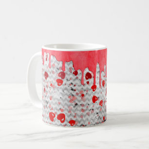 Süße romantische rote Herzen tropfendes Design Val Kaffeetasse