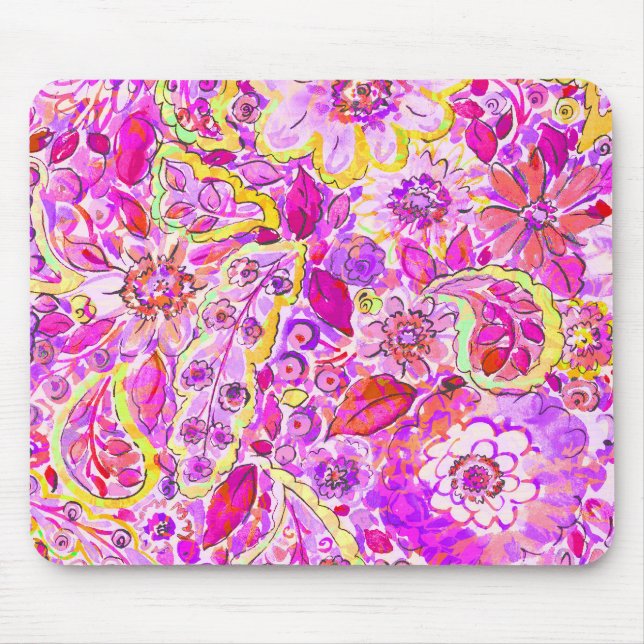Süße rosa abstrakte Blumen Mousepad (Vorne)