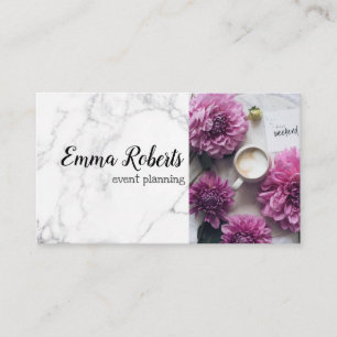 Süße rosa Aquarell-Pfingstrosen Blumen-Monogramm  Visitenkarte