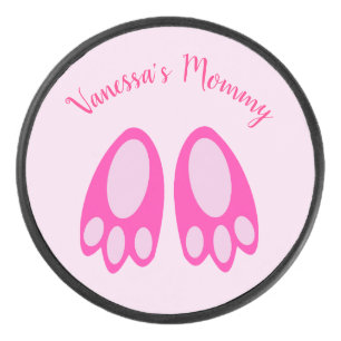 Süße rosa Baby-Mädchen-Hasenfüße Ostern Custom Eishockey Puck