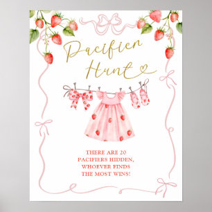 Süße rosa Babykleidung Schnuller Jagd Poster