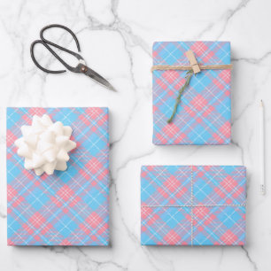 Süße rosa blaue karierte Geschlechtsenthüllungsfei Geschenkpapier Set
