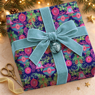 Süße rosa blaue Vintage-Weihnachtsdekorationen Geschenkpapier