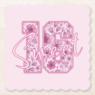Süße rosa Blumen zum 16. Geburtstag Untersetzer