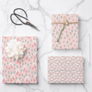 Süße rosa Blumen zum Muttertag Geschenkpapier Set