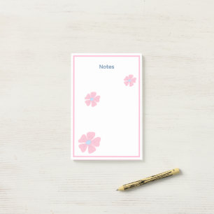 Süße rosa Blumenrand-Notizblock Post-it Klebezettel