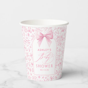 Süße rosa Blumenranken-Chinoiserie-Babyparty Pappbecher