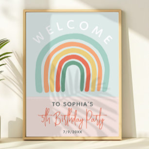 Süße rosa Boho-Regenbogen-Geburtstag 5 Jahre Poster