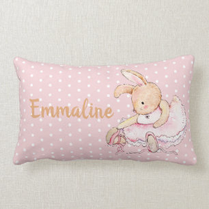 Süße Rosa Braune Ballerina Hase Punkte Name Lendenkissen