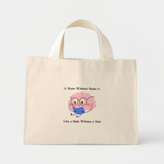 Süße rosa Bücherwurm-Lesekunst-Zitat-Illustration Mini Stoffbeutel