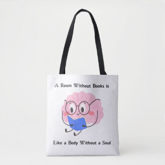 Süße rosa Bücherwurm-Lesekunst-Zitat-Illustration Tasche