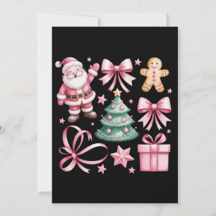 Süße Rosa Coquette-Schleife Santa Weihnachtsbaum X Feiertagskarte