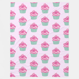 Süße rosa Cupcakes Muster Pastellrosa Fleecedecke