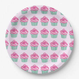 Süße rosa Cupcakes Muster Pastellrosa Pappteller