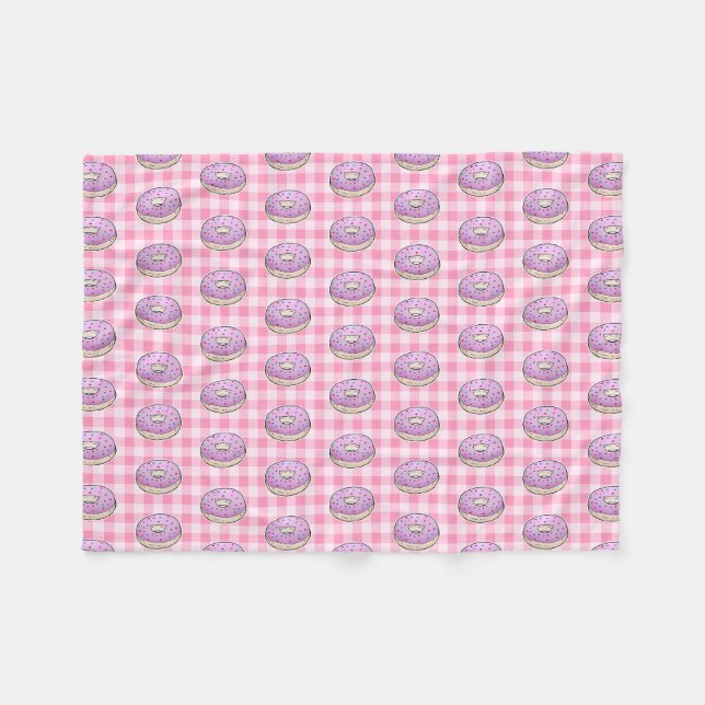 Süße rosa Donuts Fleecedecke (Vorderseite (Horizontal))