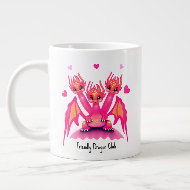 Süße rosa Drachen Jumbo-Tasse (Links)