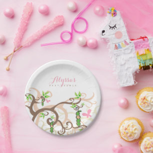 Süße rosa Erbsen im Pod Mädchen Baby Shower Pappteller