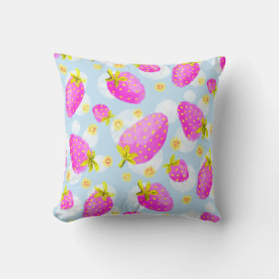 Süße rosa Erdbeer-Throw-Pillow Kissen