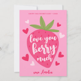 Süße rosa Erdbeeren-Liebes-Beeren-Herzen Valentins Feiertagskarte