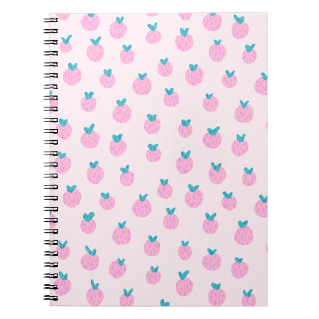 Süße rosa Erdbeermuster – Kawaii Mädchenstyle Notizblock (Vorderseite)