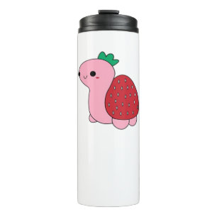 Süße rosa errötende Erdbeerschildkröte Klassisches Thermosbecher