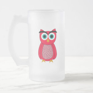 Süße rosa Eule Mattglas Bierglas