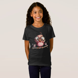 Süße rosa Eule und Vogel Freunde T-Shirt
