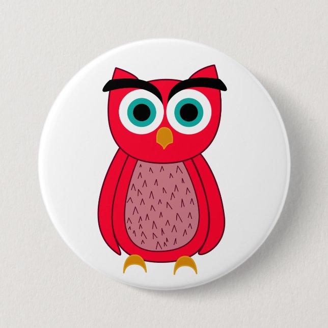 Süße rosa Eulenillustration Button (Vorderseite)