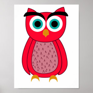 Süße rosa Eulenillustration Poster