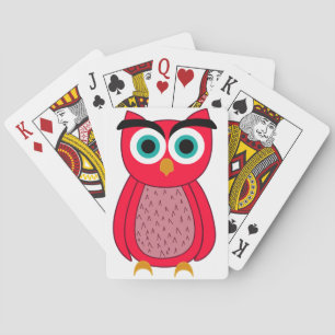 Süße rosa Eulenillustration Spielkarten