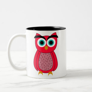 Süße rosa Eulenillustration Zweifarbige Tasse