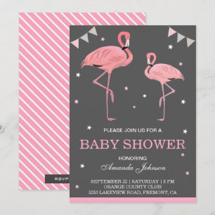 Süße rosa Flamingo-Baby-Einladung Einladung