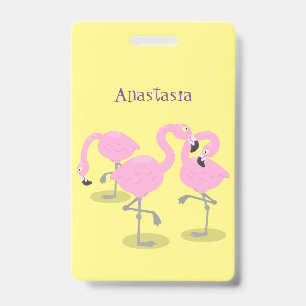 Süße rosa Flamingo-Trio-Cartoon-Illustration Ausweis