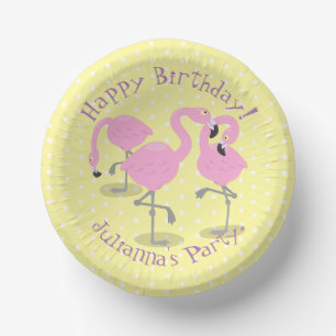 Süße rosa Flamingo-Trio-Cartoon-Illustration Pappteller