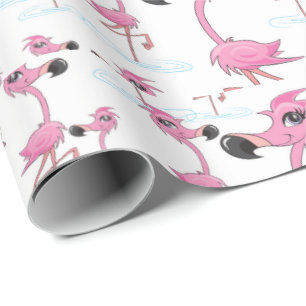 Süße rosa Flamingos Weihnachtsmann Hut Geschenkpap Geschenkpapier