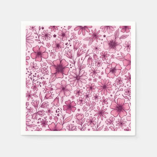 Süße rosa florale handgezeichnete Blumen Geburtsta Serviette