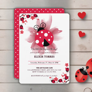 Süße rosa florale Our Little Love Bug Baby Shower Einladung