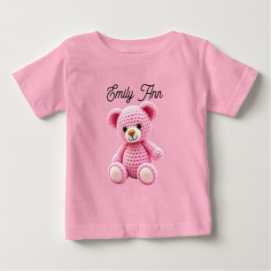 Süße rosa gehäkelt personalisierte Baby-Mädchen Baby T-shirt