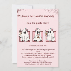 Süße rosa Geister Halloween-Party-Einladung Kawaii Einladung