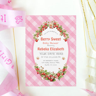 Süße rosa Gingham Baby Shower Einladung