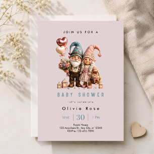 Süße rosa Gnom-Baby-Party Einladung