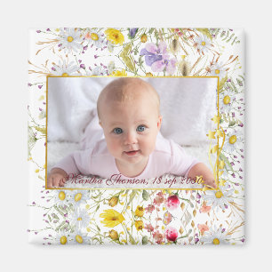 Süße rosa goldene florale Wasserfarbe Baby Mädchen Magnet