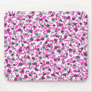 Süße rosa graue weiße abstrakte Blumen Mousepad