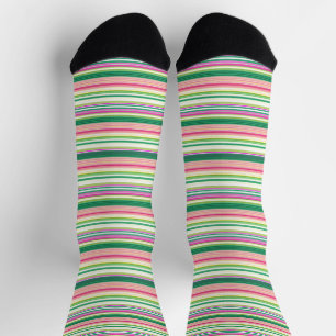 Süße rosa grüne Streifen Socken