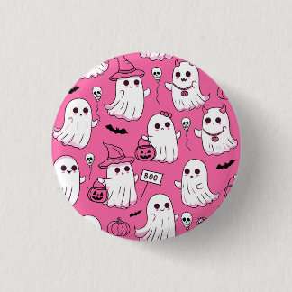 Süße rosa Halloween-Geister Kawaii Gruselparty  Button