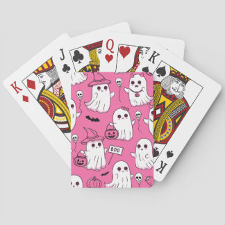 Süße rosa Halloween-Geister Kawaii Gruselparty  Spielkarten